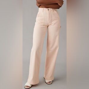 American Eagle Outfitters High-Rise Wide-Leg Dream Drape Pants in Pink (Size 18)